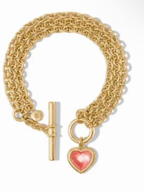 Julie Vos Heart Link Bracelet In Iridescent Blush Pink